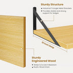 Floating Shelf for Wall,32" WX10 D Wood Floating Shelves with Sturdy Metal Bracket Set of 2,Wall Mounted Hanging Shelf for Ba