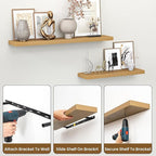 Heimlove 55 Inch Floating Shelves for Wall,Extra Long Mounted Storage Wall Shelves with Invisible Metal Bracket for Bedroom L