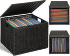 Cinnvoice Extra Large Decorative File Box 18 x 16 x 13 in Wicker Seagrass File Basket Organizer for Letter Legal Size Hand Wo