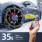 Snow Chains for Car Tires, 35s Quick Fit & Auto-Tightening, Universal Emergency Anti-Slip Tire Traction Chains for Cars, SUVs