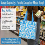 VENO 2-4 Pack Reusable Grocery shopping Bags, Medium Tote Bag w/Handle Hard Bottom, Heavy Duty, Foldable Carrier