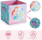 Disney Little Mermaid Storage Cubes,Set of 2 Spacious Collapsible Bins with Handles, Kids Toy Organizer for Bedroom & Playroo