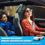 ZATOOTO Tesla Model Y Window Shades for Front Window Sun Shade Semi Transparent Static Cling | Custom Fit 2020-2024 | 95% UV & Heat Block | Privacy Protection | No Adhesive, Tool-Free Install