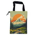 Car Garbage Bag Retro Orange Sun Mountain Hanging Canvas Car Trash Bag Drawstring Car Back Seat Organizer for Car Back Front Seat Console with Adjustable Buckle