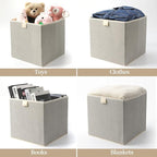 Storage Baskets, 11.8-Inch Woven Fabric Bins, Storage Cubes with Reinforced Handles, Organizer Bins for Closet Shelves, Folda