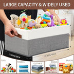3 Pack Large Capacity Storage Bins Closet Organizer for Shelves, Fabric Closet Storage Baskets Boxes with Leather Handles for