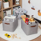 HNZIGE Large Rectangle Storage Baskets for Shelves 16"×11.8"×11.8" Fabric Storage Bins with Handles (2 Pack) Decorative Stora