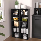 Wooden 5 Cube Storage Organizer, Black 5 Tier Bookcase Bookshelf Freestanding Storage Display Organizer, Versatile Cubes Open