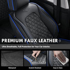 Coverado Front Car Seat Covers, Non-Slip Dust-Proof Nappa Leather, Universal Fit for Cars & Pickup Trucks, Waterproof Car Sea