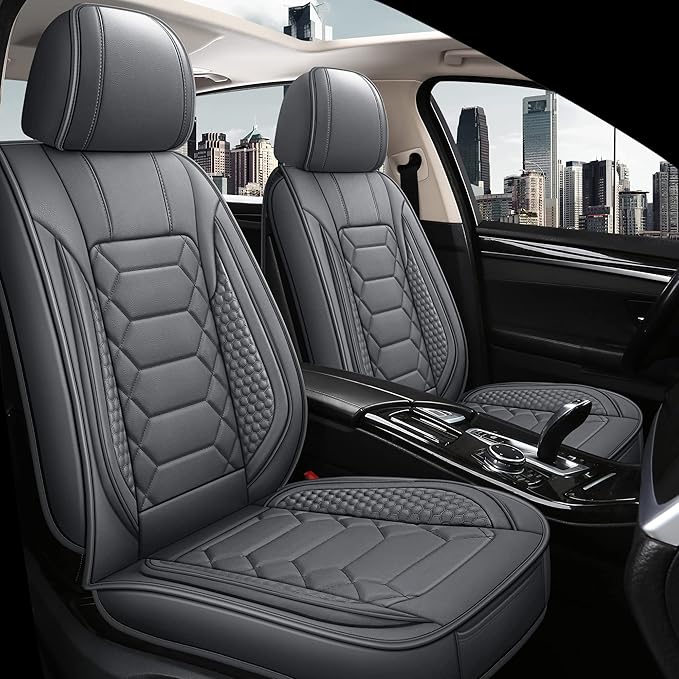 Leather Car Seat Covers Front Set, Waterproof Faux Leather Seat Covers for Cars, Non-Slip Car Interior Covers Universal Fit f