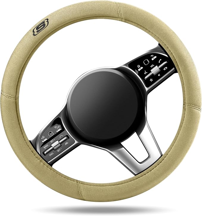Skechers Steering Wheel Cover, Memory Foam Car Steering Wheel Covers,14.5-15inch Anti-Slip Safety Comfortable Design Universa