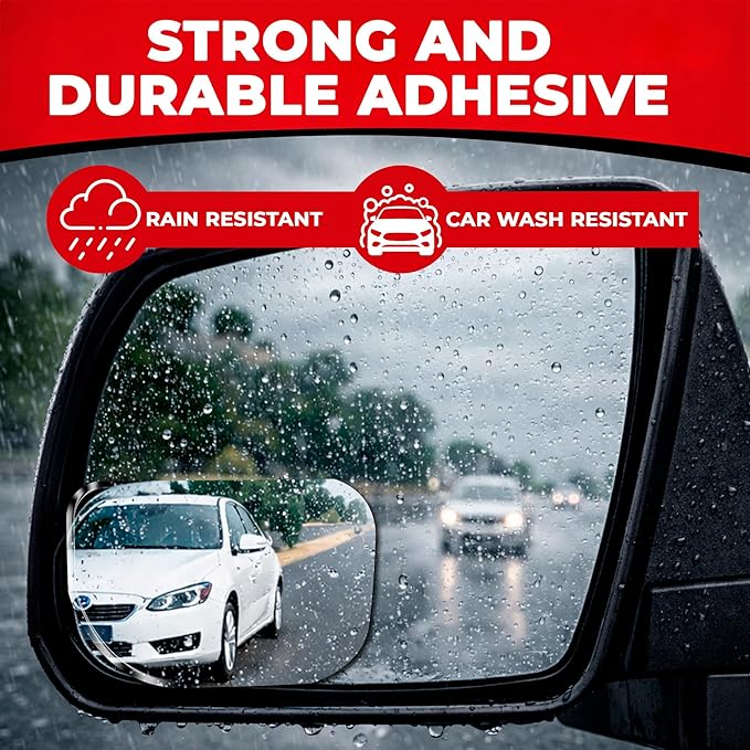 Blind Spot Mirror for Trucks 3.6"X2.5" - HD Glass Frameless Convex Mirror for Truck with Wider View and Improved Traffic Safety