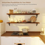 Solid Wood Floating Shelves for Wall with Metal Brackets,2 Tier 48 inch Pinewood Wall Shelf,Suitable for Multiple Places Such