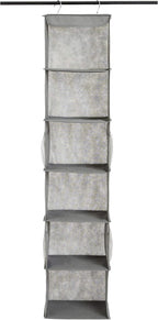 Amazon Basics 6-Tier Hanging Closet Shelf Organizer With Pockets, 8.5" D x 12" W x 9" H, Grey | Organizer, With Pockets