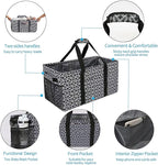 Joyfol Day Extra Large Utility Tote Bag, Reusable Grocery Bags Foldable,Upgraded Metal Frame, With Sturdy Handles Reinforced Bottom Heavy Duty Oxford Fabric Moving Shopping Bags, Heart Black