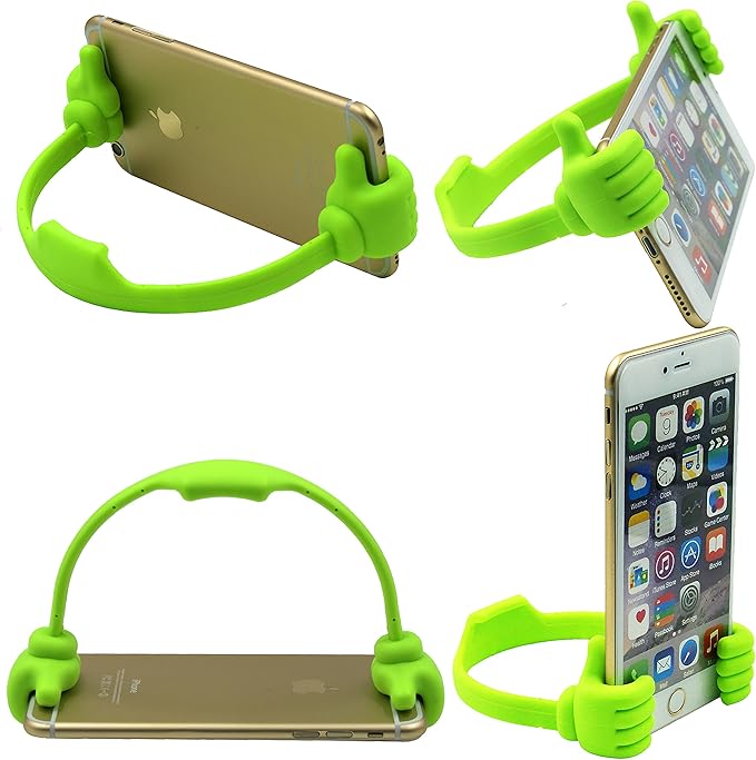 Honsky Cell Phone Tablet Stands (Pack of 5) Thumbs-up Cellphone Holder, Tablet Display Stand, Mobile Smartphone Mount Cradle for Desk Desktop - Universal, Multi-Angle, Cute, Green