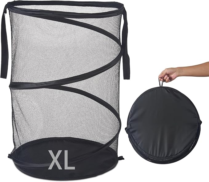 Seiritex Mesh Popup Laundry Hamper 115L Foldable Laundry Basket Extra Large Capacity Collapsible Clothing Storage Basket with
