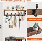 29'' Coat Rack Wall Mount with Shelf, Coat Hanger Wall Mount with Key Hooks and Mail Holder, Wood Entryway Floating Shelf wit
