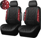 CAR PASS Bling Diamond Black Leather Car Seat Covers for 2 Front Interior Sets, Waterproof Shining Glitter Sparkly Crystal Un