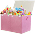 122L Large Toy Box Chest with Lid, Foldable Toy Storage Organizer Bin Boxes with Removable Divider for Kids, Boys, Girls, Nur