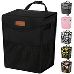 Car Trash Can with Lid, Cute Leakproof Car Trash Garbage Bag Hanging Vehicle Trash Bin Small Portable Automotive Garbage Cans Organizer for Back/Front Seat(4 Gallons,Black)