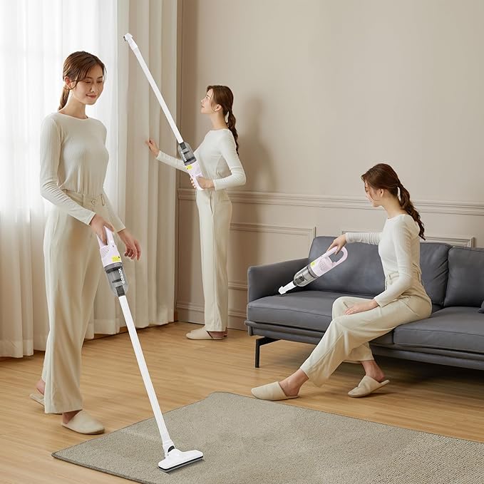 Handheld Vacuum Cleaner,Ultra-Lightweight Mini Portable Vacuums for Home, 6 in 1 Stick Vac Cleaners for Car,Pet Hair(White Co
