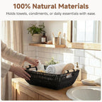 StorageWorks Large Wicker Storage Basket for Organizing, Toilet Paper Baskets for Shelf, Paper Rope Storage Baskets with Wood