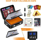 BALAPERI Fireproof File Organizer with Fireproof Zipper,Fireproof Document Box Hard Case with Lock,Portable Document Safe for