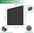 RV Awning Side Shade Screen 9'x 7' Breathabe Black Mesh Sunshade for Camper Trailer Canopy, UV Sun Blocker Complete Kits
