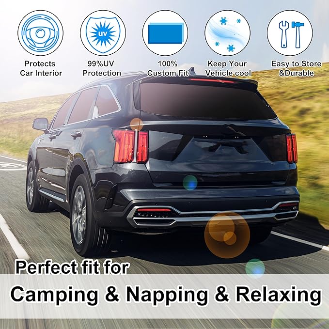 TINGLU Window Shades for Kia Sorento 2016 2017 2018 2019 2020 Accessories Car Side Full Windows Rear Triangular Windshield Sun Shade Sun UV Rays & Privacy Protection for Camping,Napping,Relaxing 8PCS
