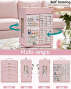 AKOZLIN 360° Rotating Jewelry Box 6-Tier Organizer Functional Jewelry Storage Case for Women Girls Ring Necklace Earring Brac