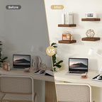 Fun Memories Rustic Wood Floating Shelves for Wall, Space-Saving Wall Mounted Shelves for Bathroom, Bedroom, Living Room and 