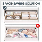 Clothes Organizer, Transform Your Drawers in Seconds - Cream Set of 6 Foldable Storage Boxes with Zipper, Durable 600D Fabric