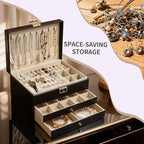 Greenfeather Jewelry Boxes for Women, Jewelry Organizer Box with Lid 3 Layers for Necklaces Rings Earrings and Bracelets Box 