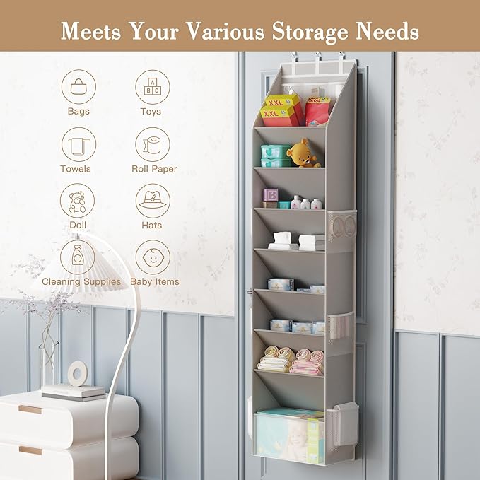 Criusia Shoe Organizer, Over the Door Shoe Organizer, Hanging Closet Shoe Storage with Large Deep Pockets, Fits 16–24 Pairs o