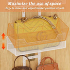 Dmevkic Purse Organizer Over the Door,Adjustable Metal Purse Holder Handbag with 5 Hooks, Purse Organizer for Closet, Bathroo