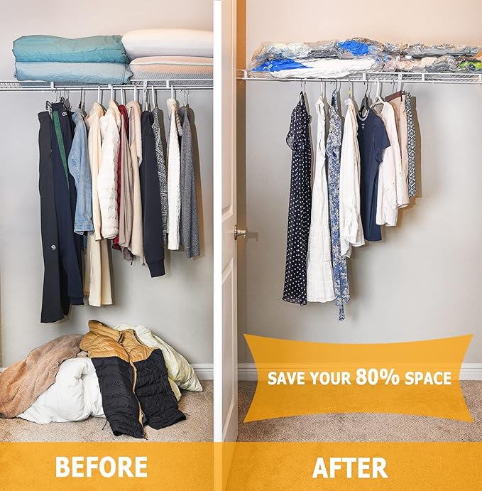Vacuum Storage Bags, Small Space Saver Sealer Bags, Airtight Compression Bags for Clothes, Pillows, Comforters, Blankets, Bed