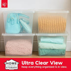 IRIS USA 4-Pack Storage Bins with Lids, 25 Quart, Clear Stackable Containers Box Organize Shoes Closet Shelves Clothes Blanke
