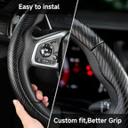 West Llama Carbon Fiber Steering Wheel Covers,3 Piece Car Wheel Cover Universal Fit 99% Cars(Matte Black)