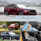 3PCS Car Window Shades Front Windshield Sun Shade Foldable Window Shade Custom Fit for Mazda CX-9 2019-2026 Accessories Car Shades for Front Windows Anti-UV Rays Block Heat