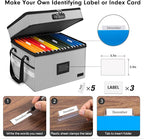 Fireproof Document Box with Lock, 2-Layer File Box Storage Organizer with 5 Tabs& Insert, Portable File Cabinet Storage Box w