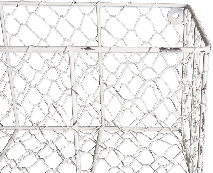 DII Chicken Wire Collection Farmhouse Vintage Wall Baskets, Assorted Basket, Antique White
