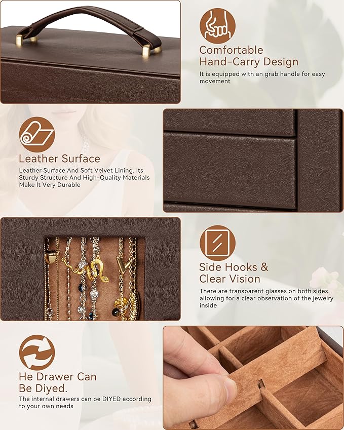 AKOZLIN 360° Rotating Jewelry Box 6-Tier Organizer Functional 360° Rotating Jewelry Storage Case for Women Girls Ring Necklac