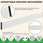 4 Pack Bamboo Drawer Dividers 2.6" High, Adjustable Length from 12 Inch to 17 Inch, Expandable Kitchen Drawer Organizer Separ
