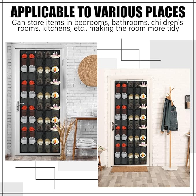 Windyun 40 Over the Door Shoe Organizer Large Breathable Mesh Pockets Hanging Shoe Rack for Closet Black Behind Door Hanger S