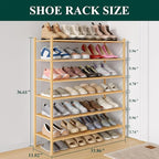 Smiry Long Bamboo Shoe Rack 6-Tier, Stackable Wooden Shoe Organizer for Entryway & Closet, Free Standing Wood Shoe Storage Sh