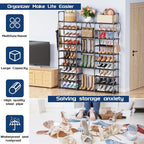 Mavivegue 10 Tiers Shoe Rack Tall Shoe Organizer Shoe Storage 55-65 Pairs Vertical Shoe Shelf Large Shoe Rack Organizer Stack