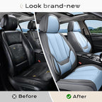 Coverado Seat Covers, Car Seat Covers Front Seats, Leather Seat Covers for Cars, Car Seat Protector Waterproof, Gray Car Seat
