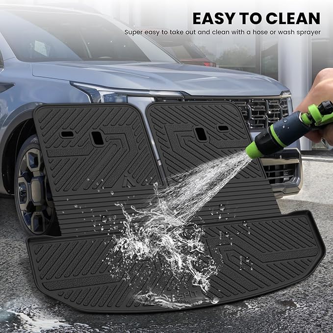 LASFIT Cargo Mat & Backrest Mats for Kia Sorento 2026 2025 2024 2023 2022 2021, All Weather TPE Custom Fit Cargo Liners Trunk Mat & SeatBack Mats Accessoires for Kia Sorento 2021-2026, Black
