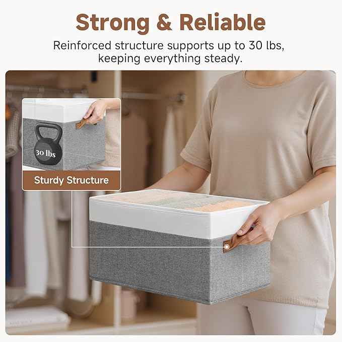 StorageWorks Fabric Shelf Baskets, Closet Organizers and Storage Basket, Foldable Storage Bins for Shelves, Clothes Storage B